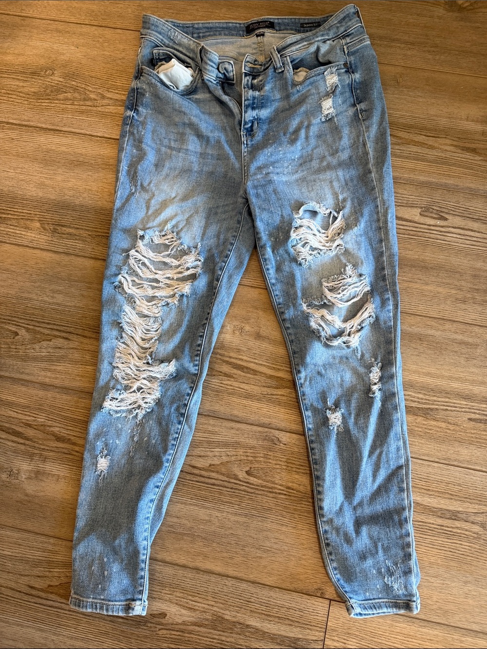 Judy Blue Light Blue Distressed Skinny Jeans